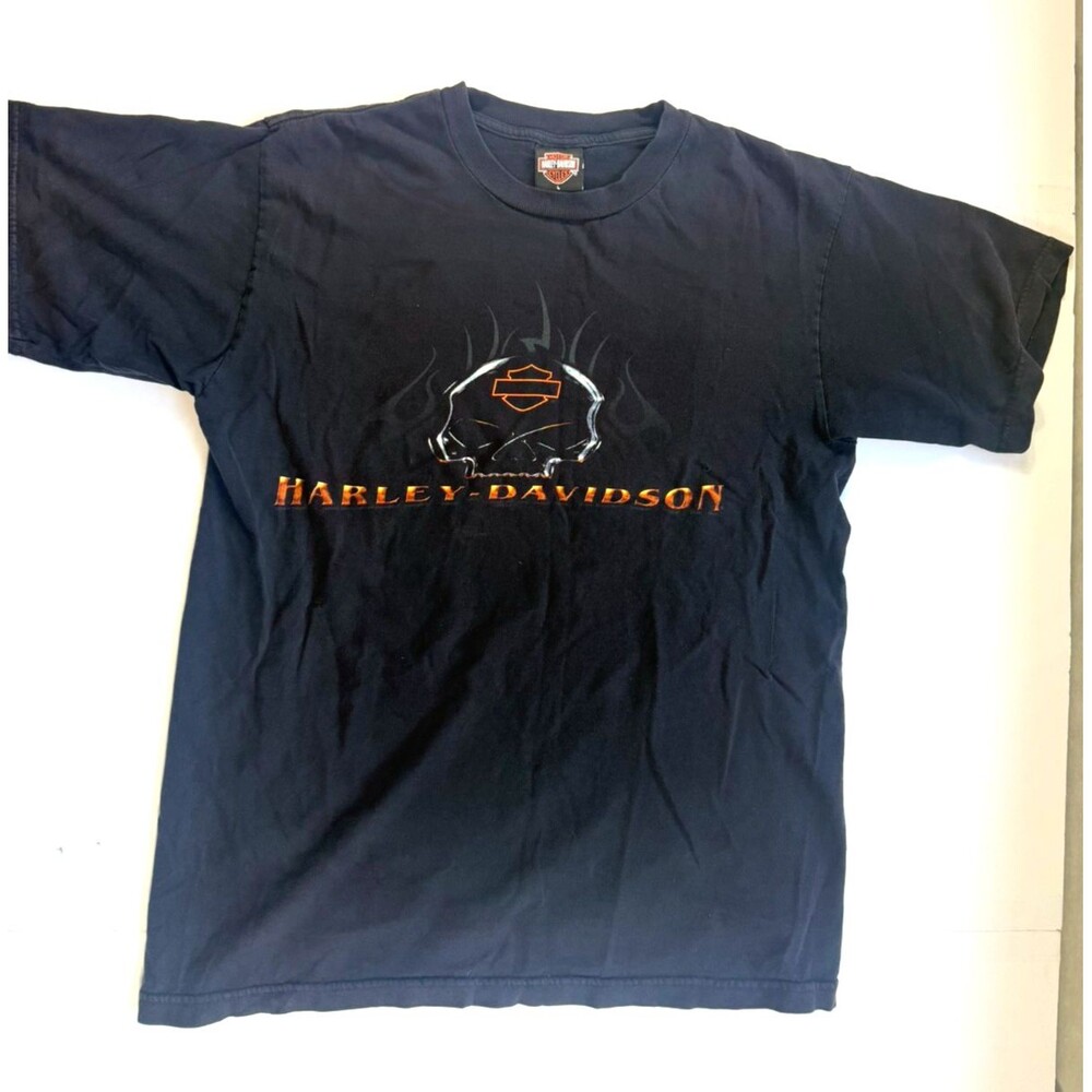Vintage Harley Davidson T Shirt Large Black Skull Graphic Barnett El Paso Texas